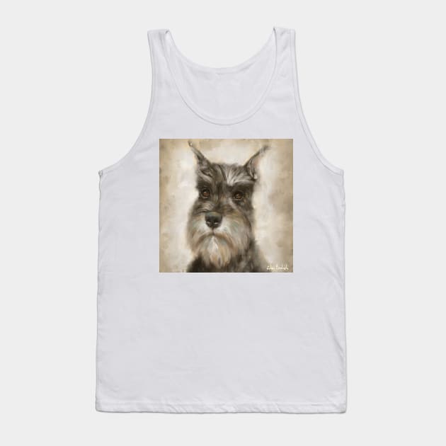 Close up Painting of a Schnauzer in Sepia Tones Tank Top by ibadishi